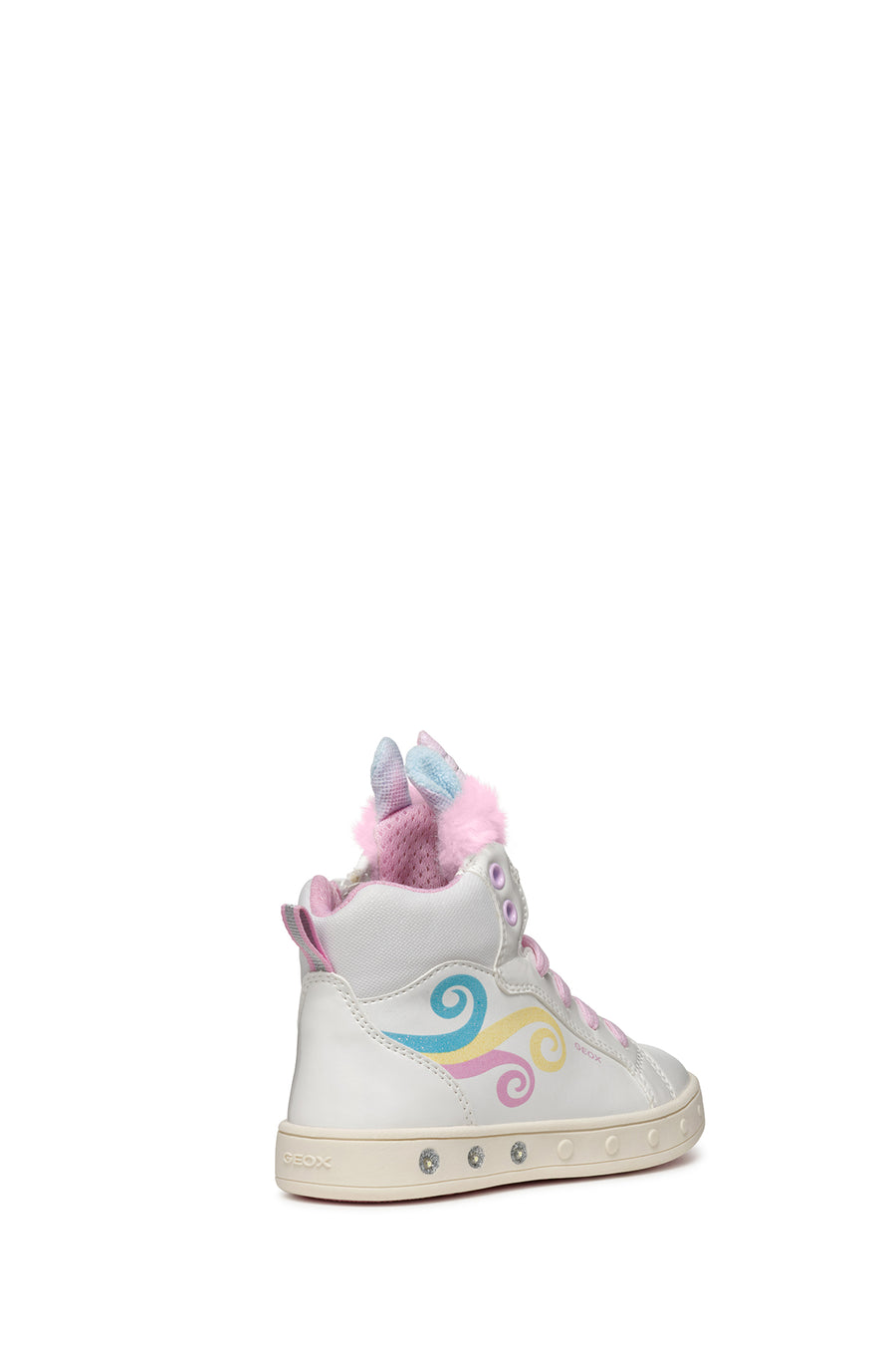 Geox Girls White Skylin Lace-Up Patterned Ankle Sneaker