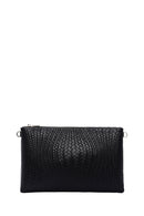 Women's Black Chain Strap Braided Clutch Bag | Derimod