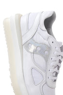 Women's White Leather Thick Soled Sneaker | Derimod