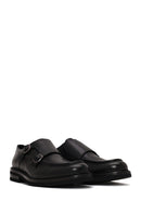 Male Black Double-Buckle Leather Casual Shoes | Derimod