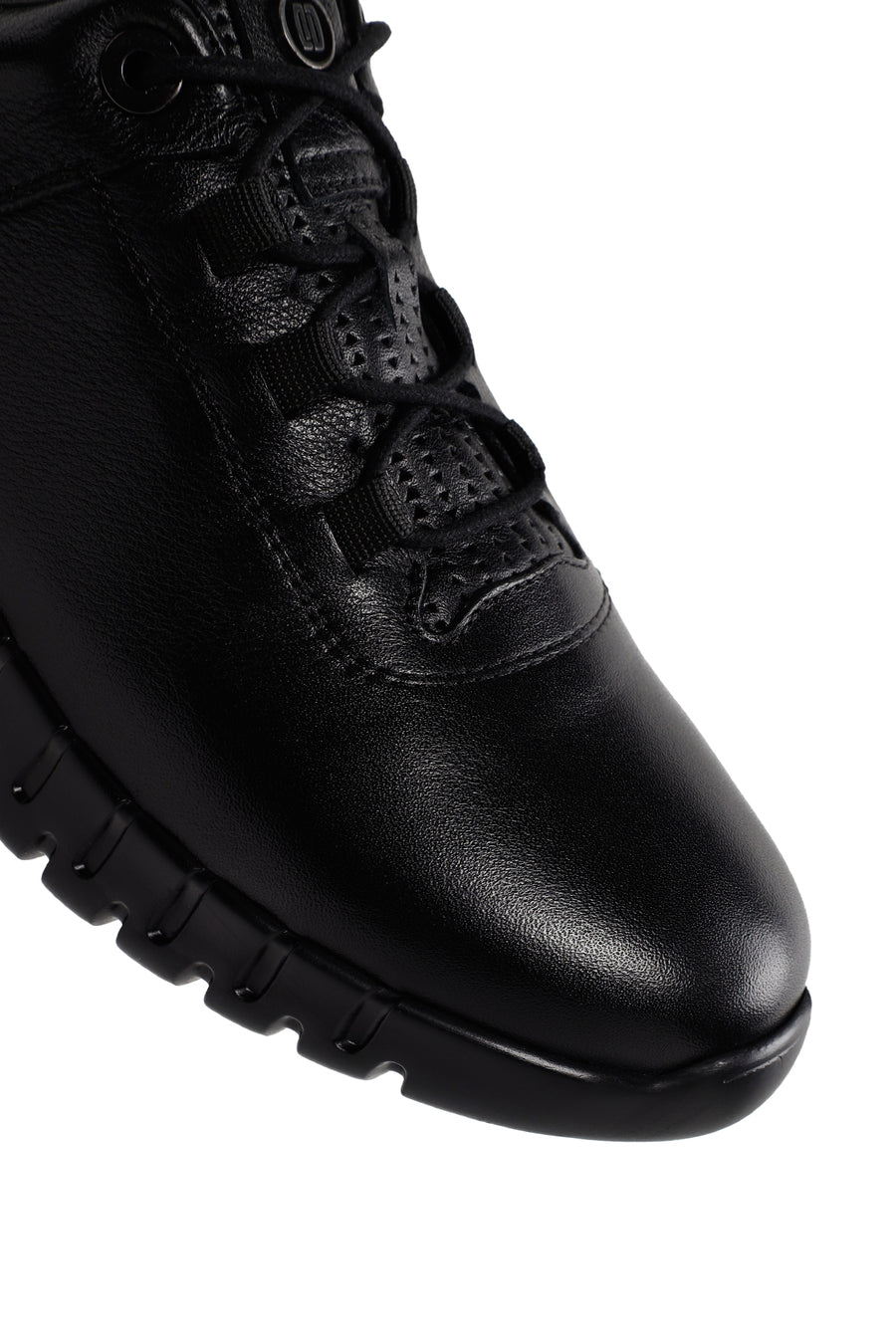 Men's Black Lace-up Leather Sneaker