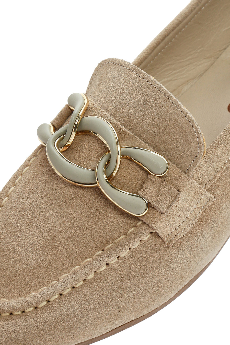 Women's Beige Suede Leather Masculine Loafer