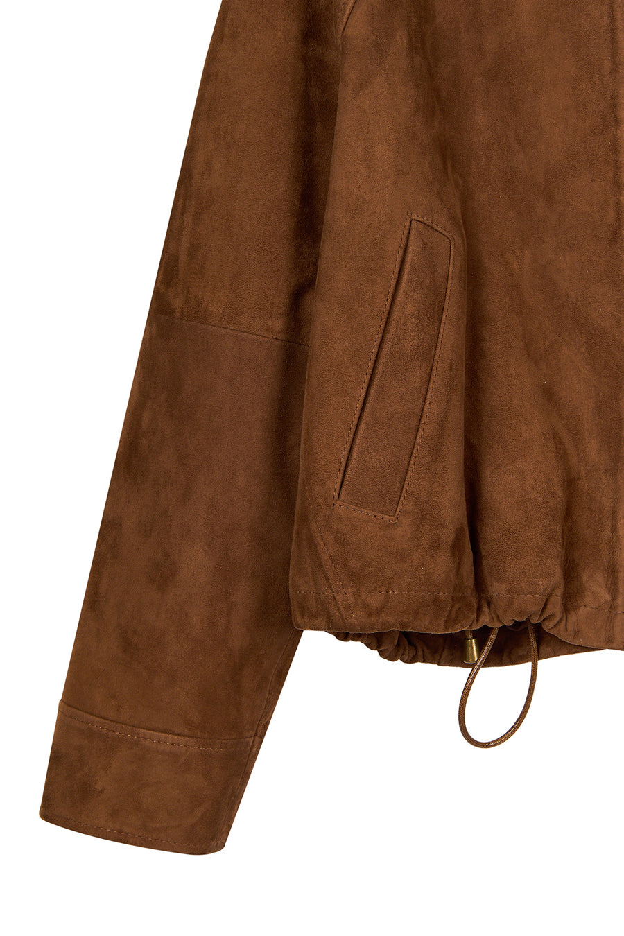 Miami Woman Brown Oversize Waist-Drawstring Suede Jacket