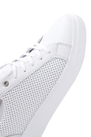 Men's White Leather Printed Sneaker | Derimod