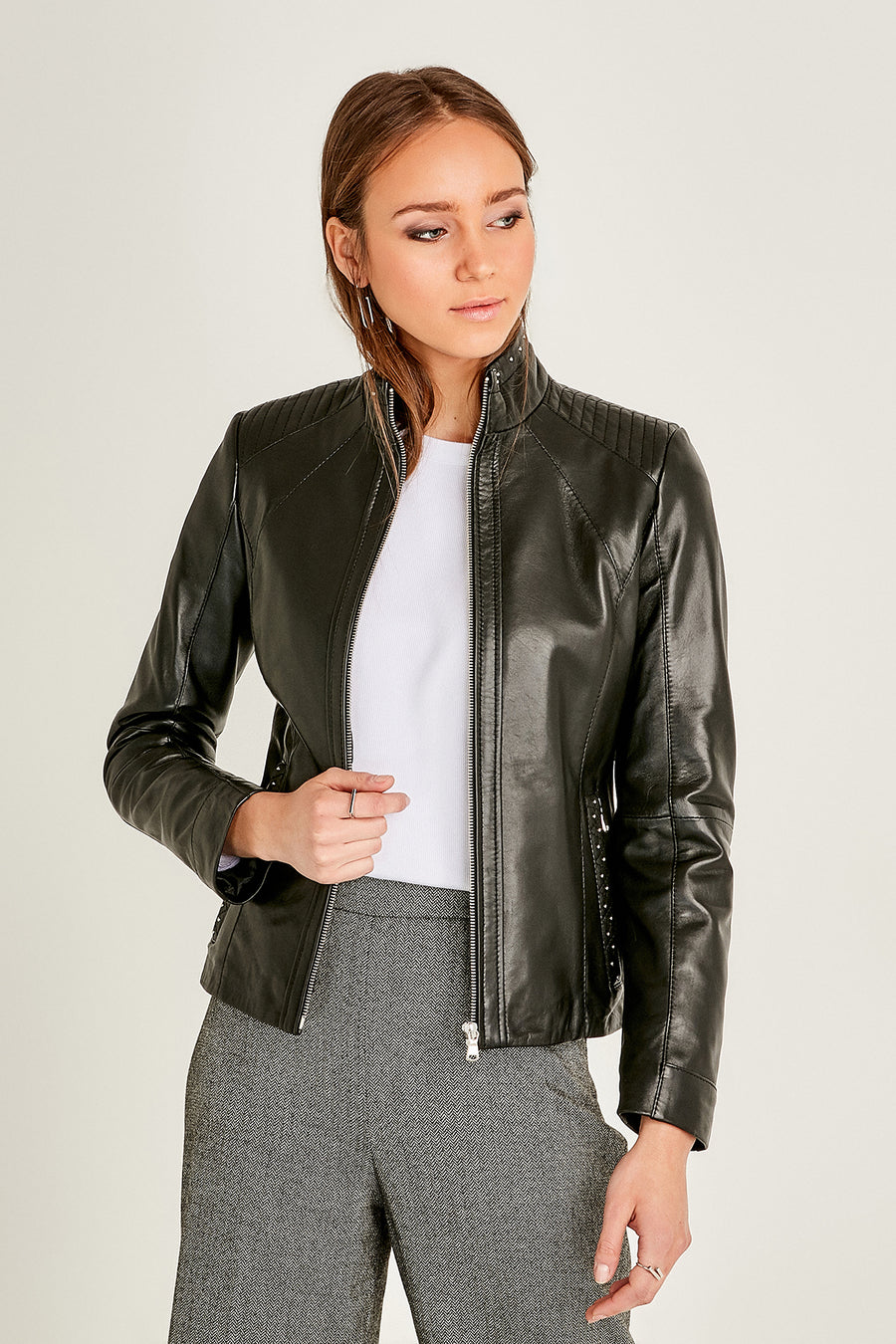 Grace Women's Leather Jacket 19SGE57881M | Derimod