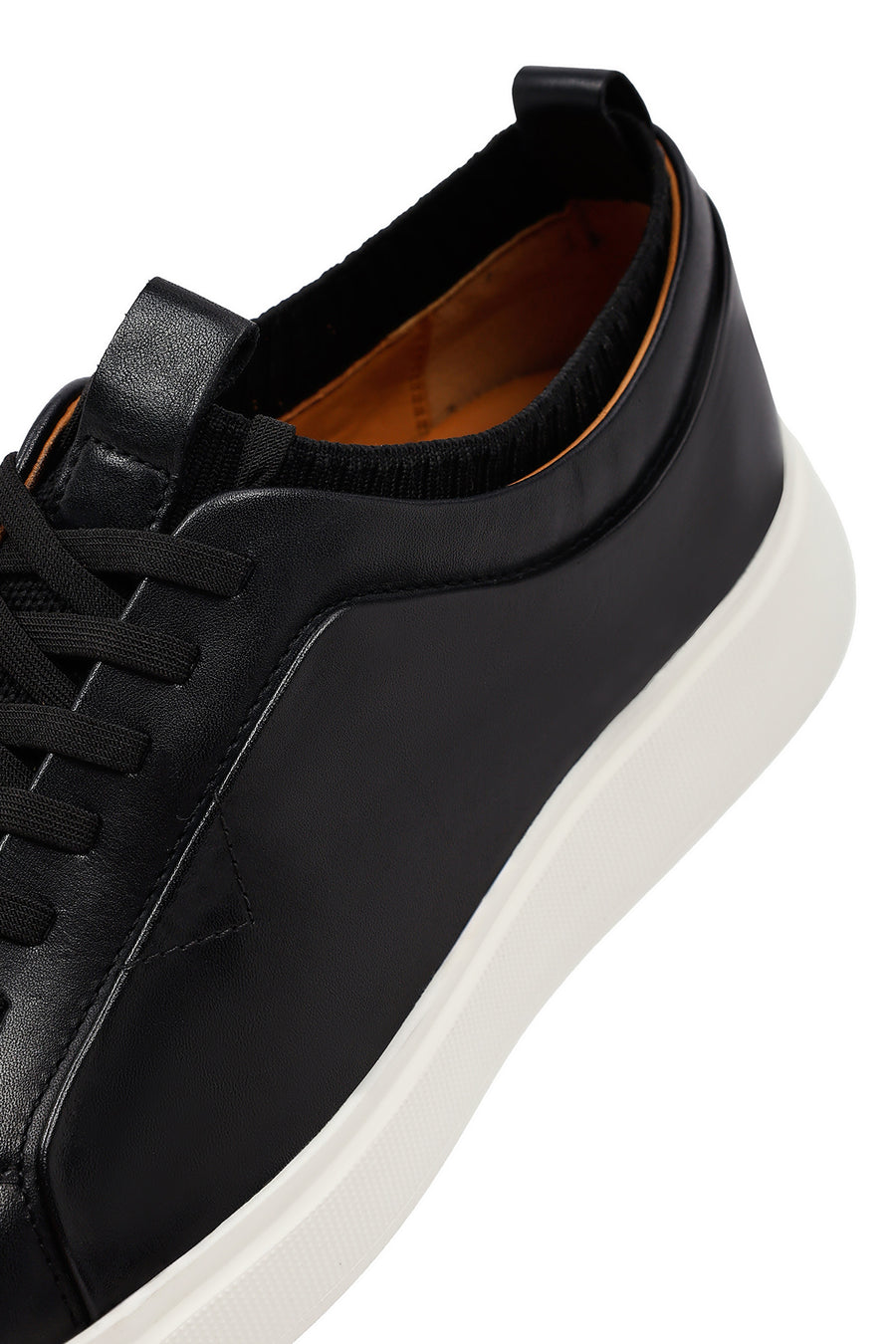 Erkek Siyah Bağcıklı Kalın Tabanlı Deri Sneaker