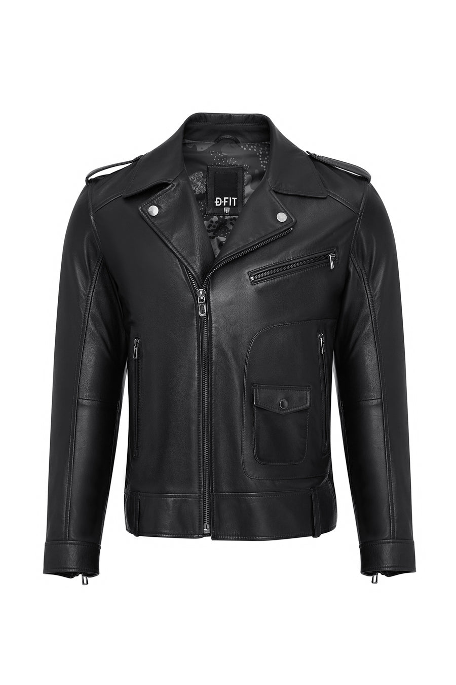 Carter Men's Black Biker Leather Coat