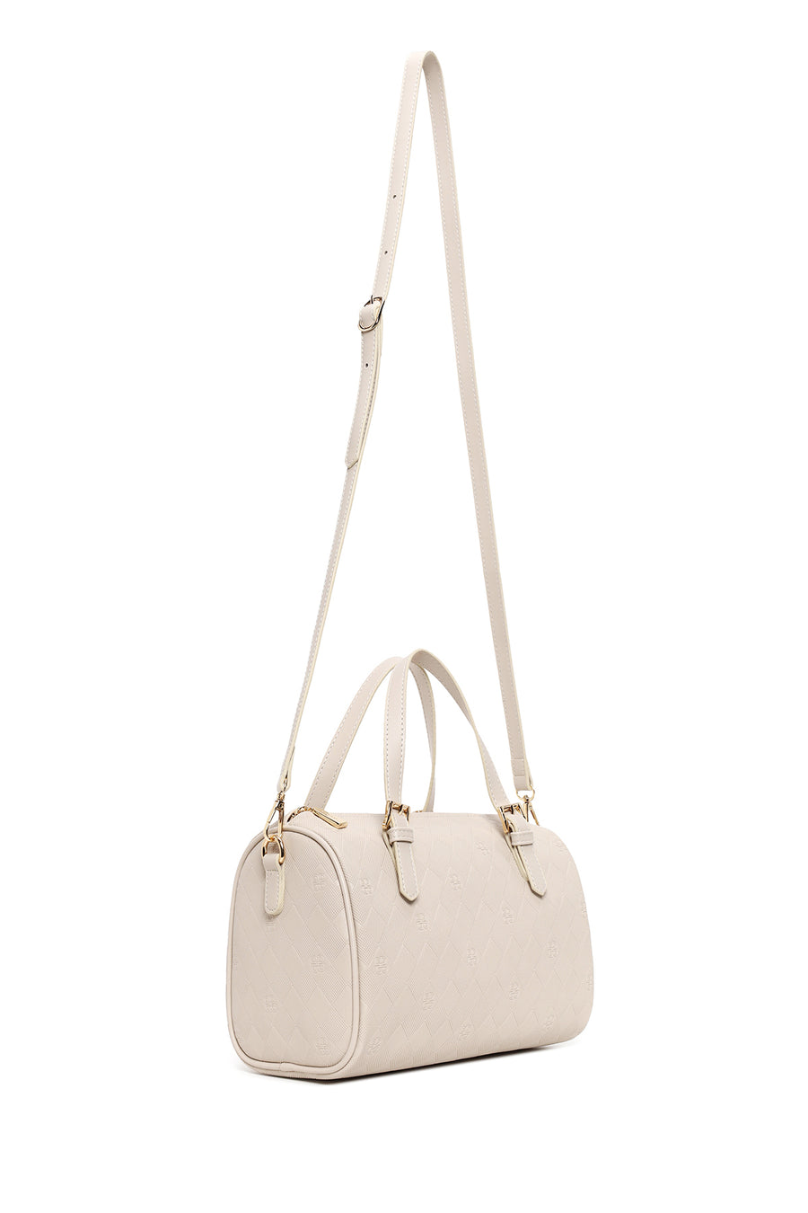Woman Cream Long Strap Printed Shoulder Bag
