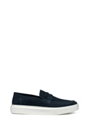 Geox Men's Navy Blue Deiven Suede Leather Casual Loafer | Derimod