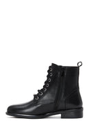 Women's Black Zippered Leather Boots | Derimod