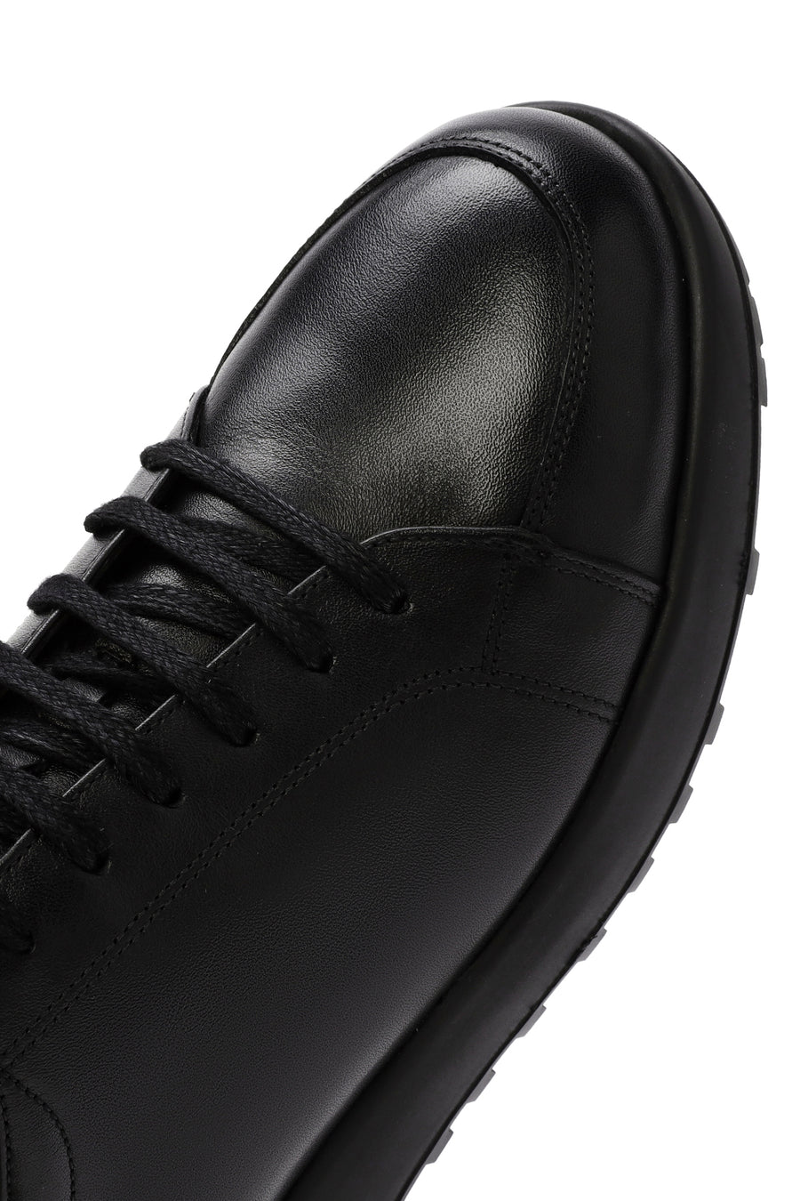 Men's Black Lace-Up Leather Sneakers