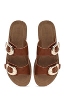 Kadın Taba Çift Tokalı Kalın Tabanlı Terlik | Derimod