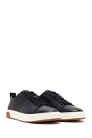 Erkek Siyah Bağcıklı Deri Sneaker | Derimod