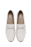 Women's Beige Leather Masculine Loafer | Derimod