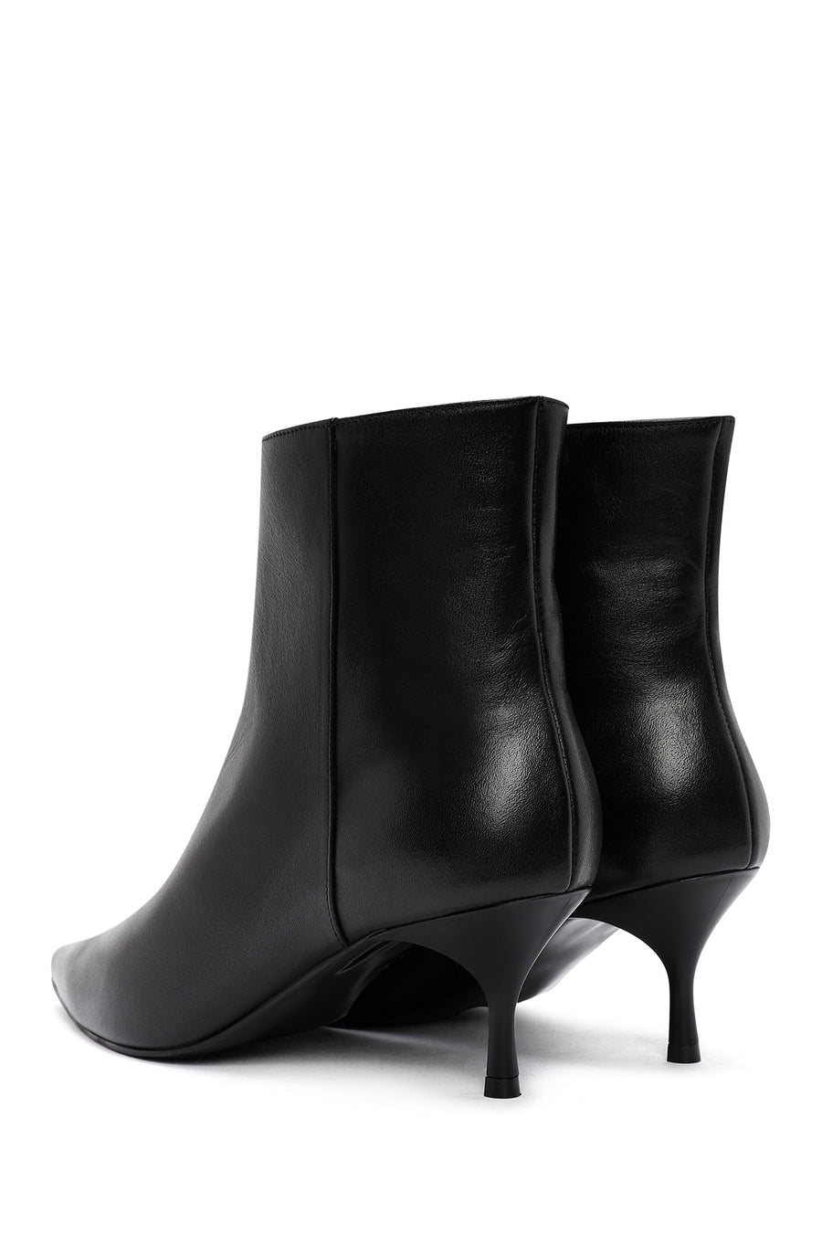 Woman Black Zip Closure Stiletto Heel Leather Boots