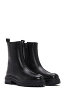 Women's Black Zippered Leather Boots | Derimod