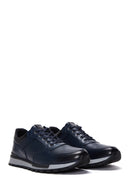 Men's Navy Blue Leather Sneaker | Derimod