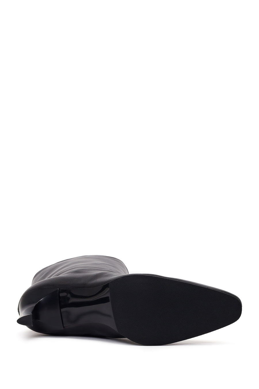 Woman Black Thin High-Heeled Leather Boots