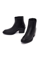 Woman Black Chunky-Heeled Leather Chelsea Boots | Derimod