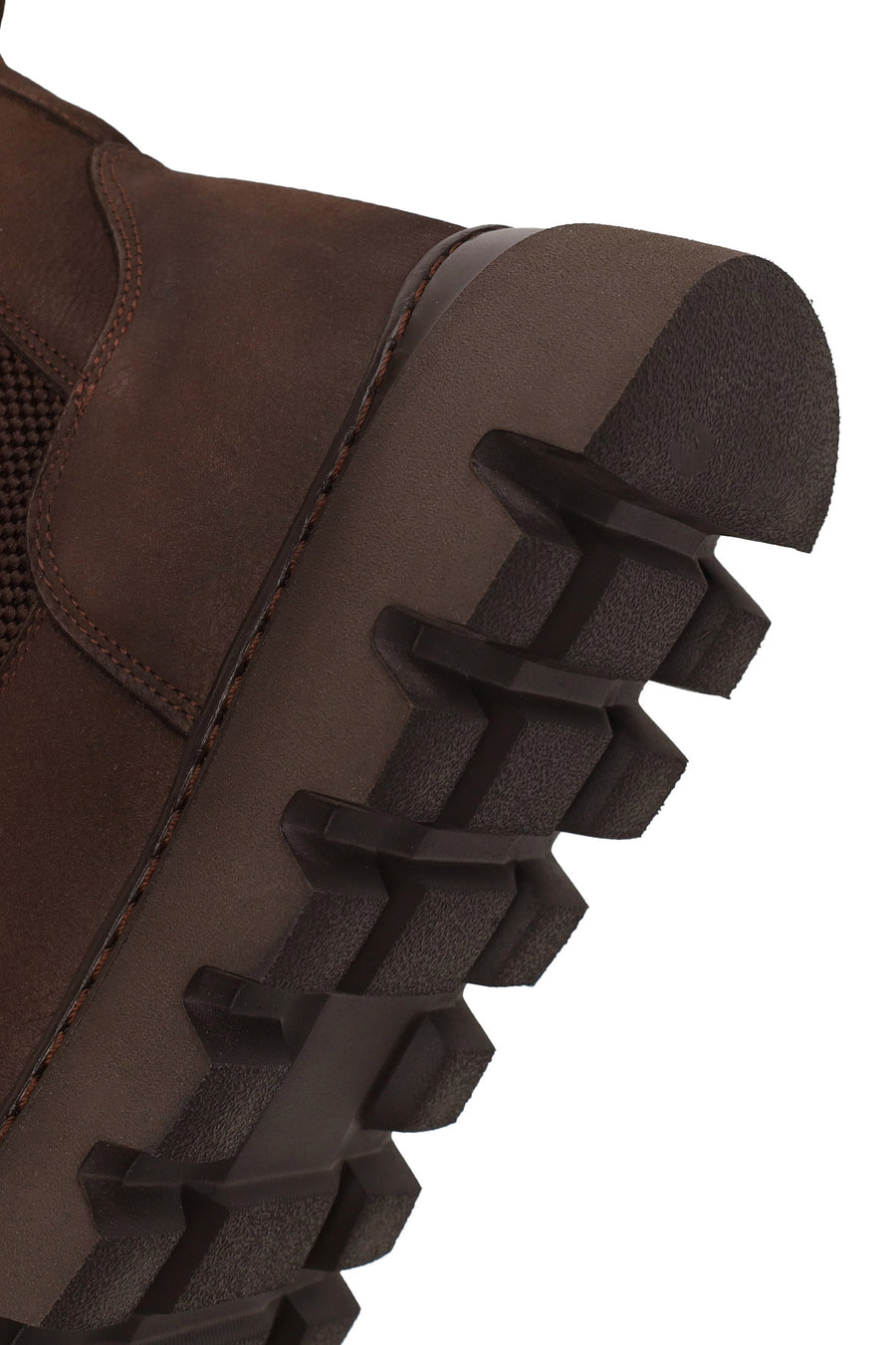 Male Brown Thick-Soled Nubuck Leather Chelsea Boots