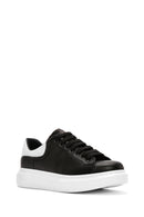 Men's Black Lace-up Thick-Sole Leather Sneaker | Derimod