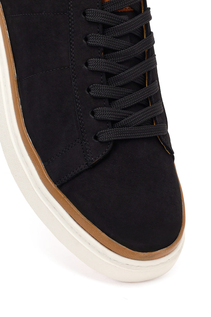 Male Black Lace-Up Nubuck Leather Sneaker