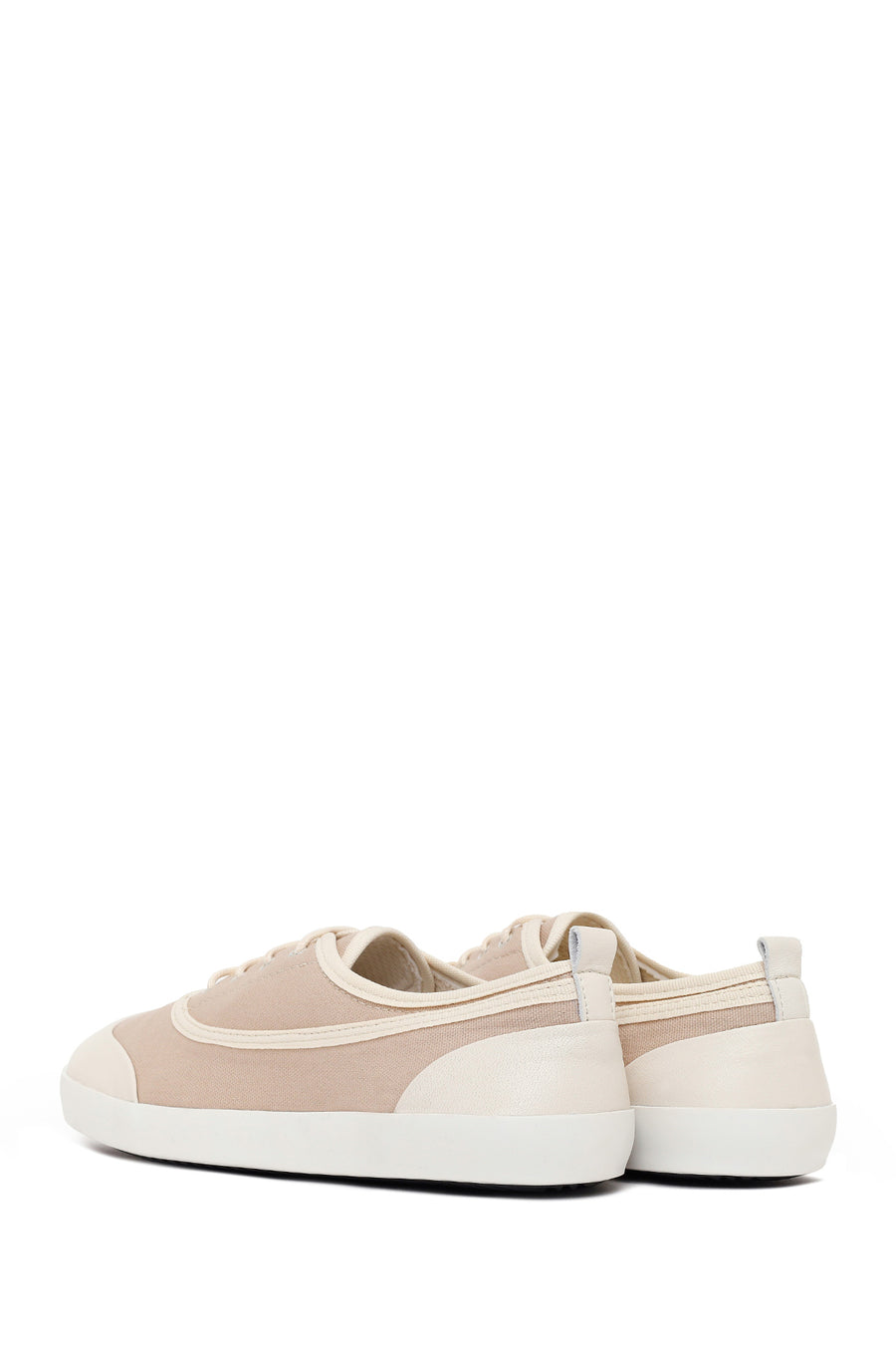 Woman Beige Lace-up Leather Sneaker