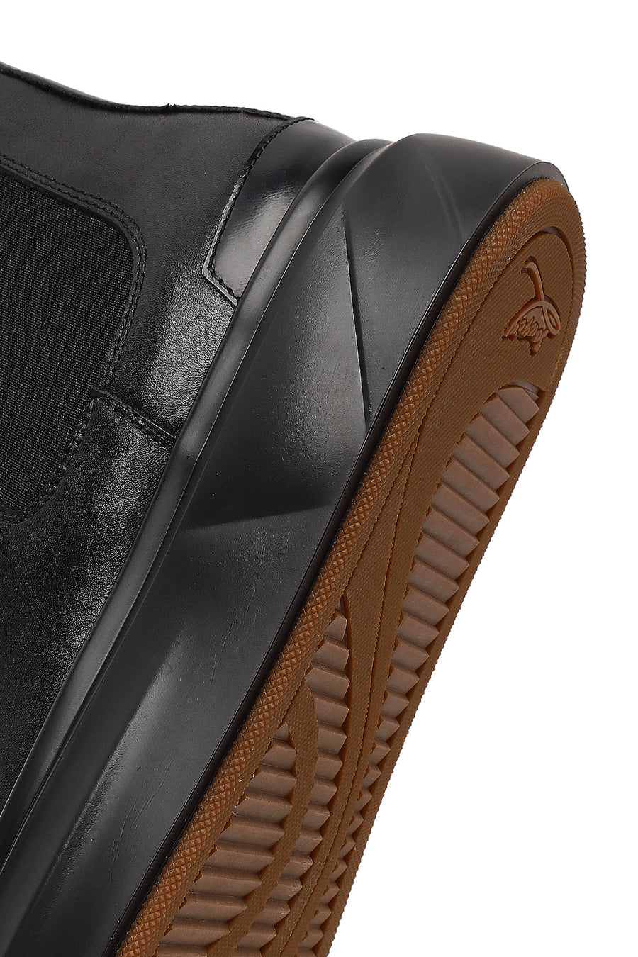 Men's Black Thick-Soled Leather Chelsea Boot