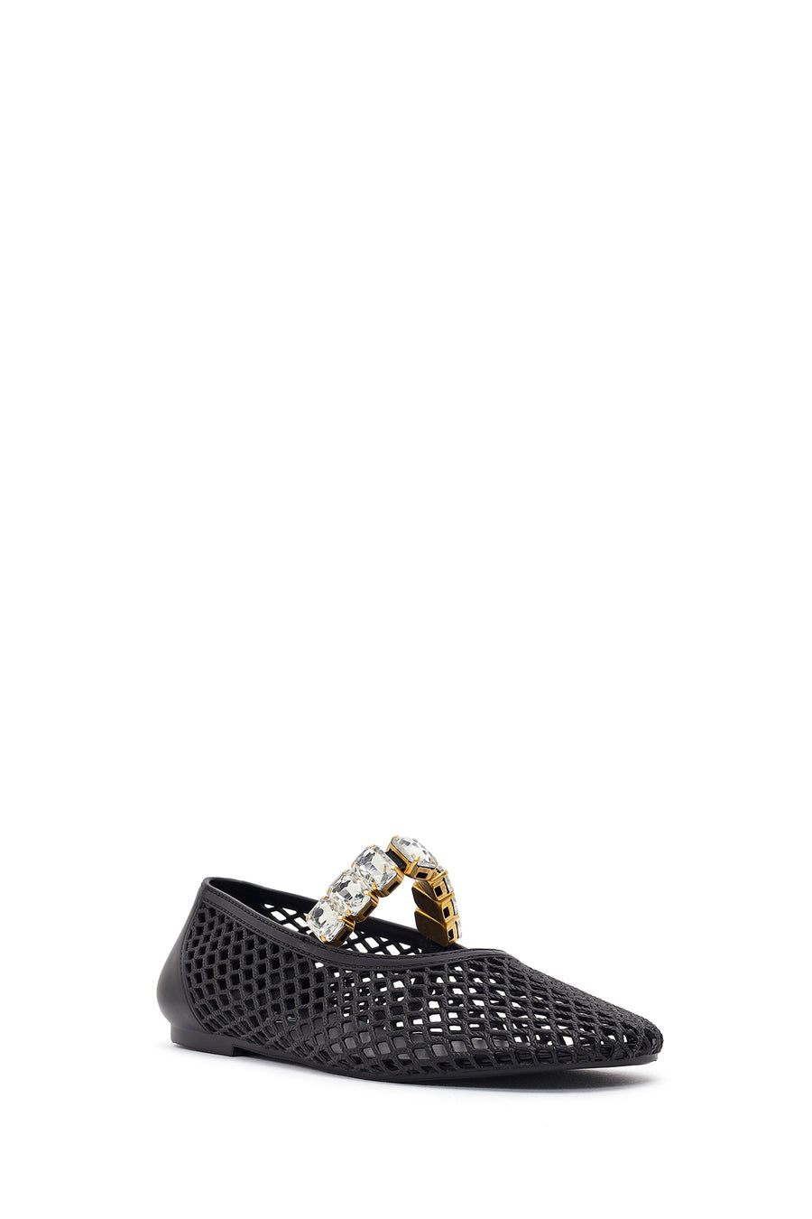 Women's Black Jelly Ballet Flats with Rhinestones