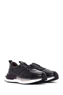 Men's Black Lace-up Thick-Sole Leather Casual Sneaker | Derimod