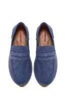 Men's Blue Suede Leather Espadrilles | Derimod