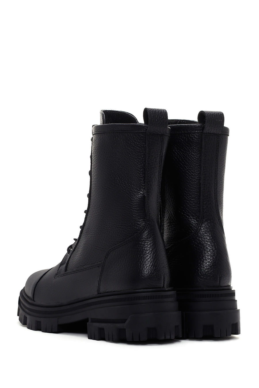 Women's Black Zippered Leather Boots
