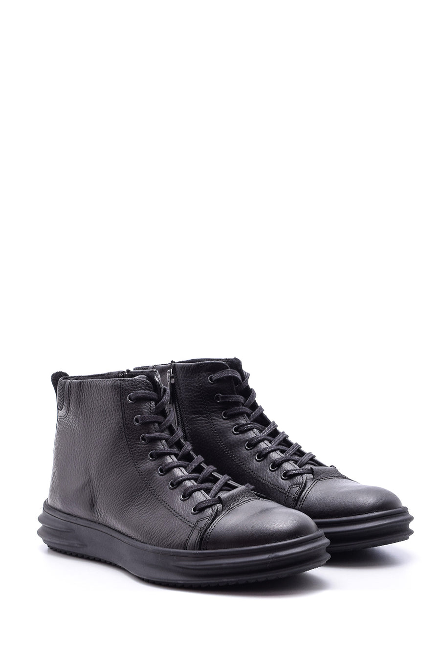 Men's Zipper Detailed Leather Boots