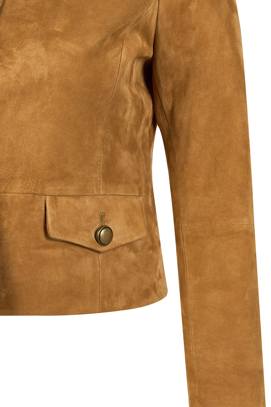 Almira Woman Camel Short Suede Leather Jacket