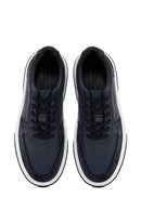 Men's Navy Blue Lace-up Thick-Sole Leather Sneaker | Derimod