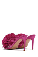 Women's Pink Accessory Detailed Thin Heeled Slippers | Derimod