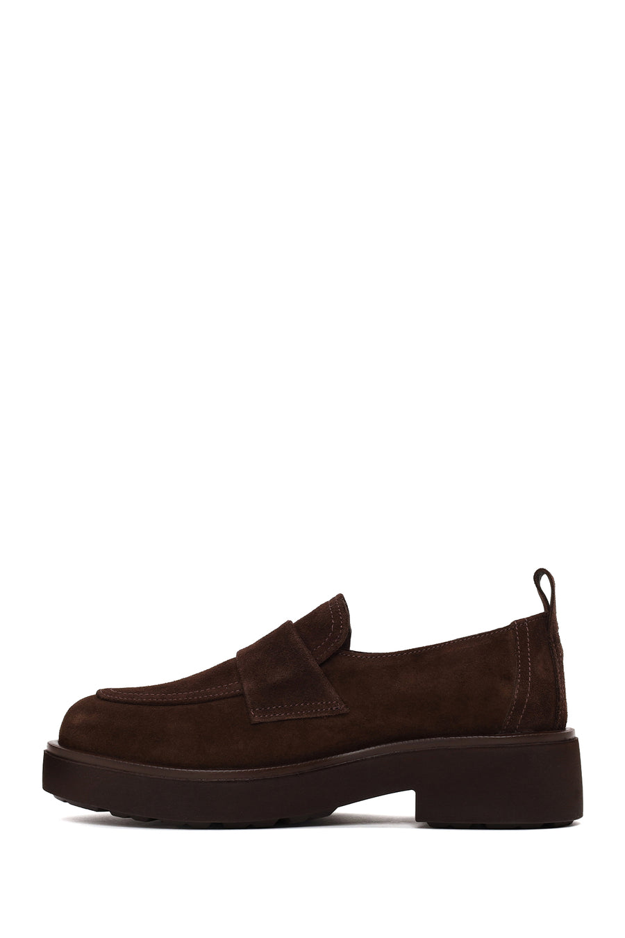 Kadın Kahverengi Süet Deri Maskülen Loafer