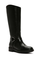 Women's Black Zippered Leather Boots | Derimod