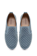 Women's Blue Patterned Fabric Comfort Shoes | Derimod