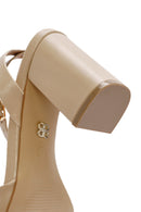 Women's Beige Ankle Strap Heeled Sandals | Derimod