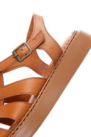 Women's Tan Ankle Strap Leather Comfort Sandals | Derimod
