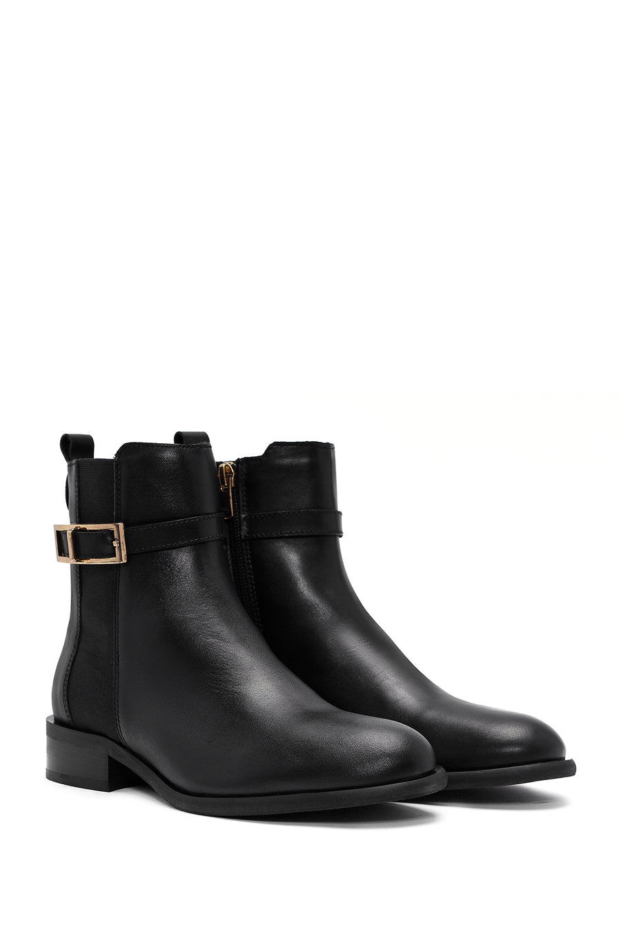 Women's Black Zippered Leather Boots