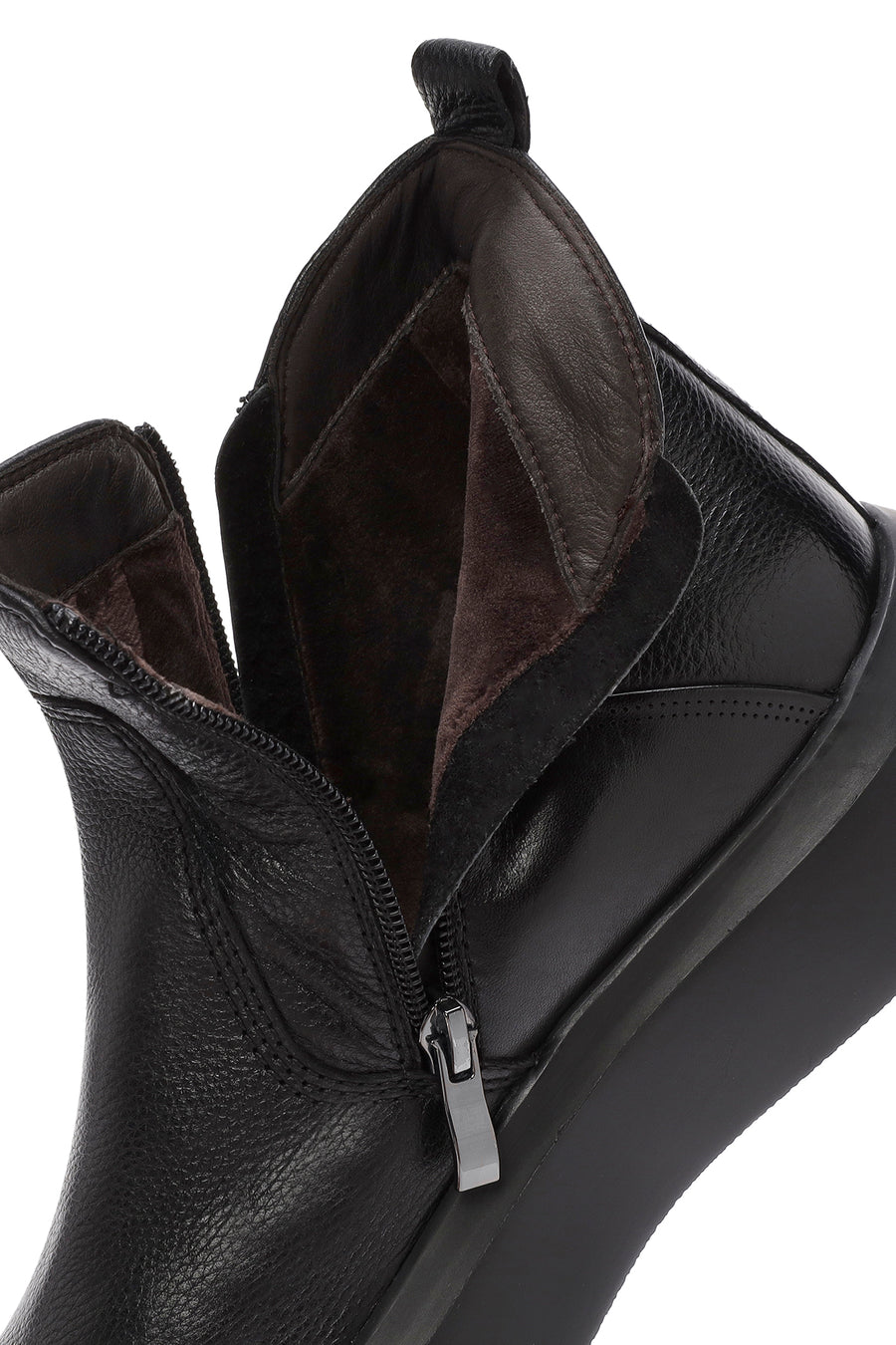 Men's Black Double Zipper Leather Casual Boots