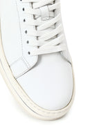 Male White Lace-Up Thick-Soled Leather Sneaker | Derimod