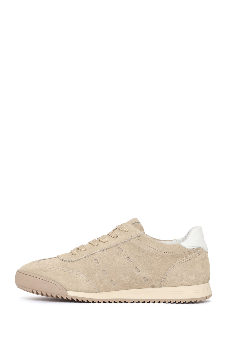 Women's Beige Lace-Up Suede Leather Sneaker