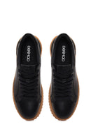 Male Black Lace-up Leather Casual Sneaker | Derimod