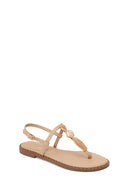 Woman Beige Ankle-Buckle Embellished Toe-Post Sandal | Derimod