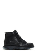 Men's Black Leather Zippered Casual Boots | Derimod