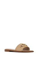 Women's Beige Straw Slippers | Derimod