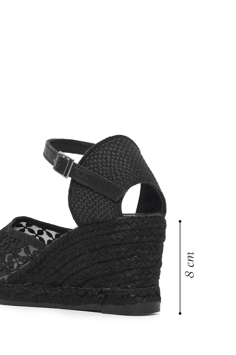 Women's Black Ankle Buckle Platform Espadrilles